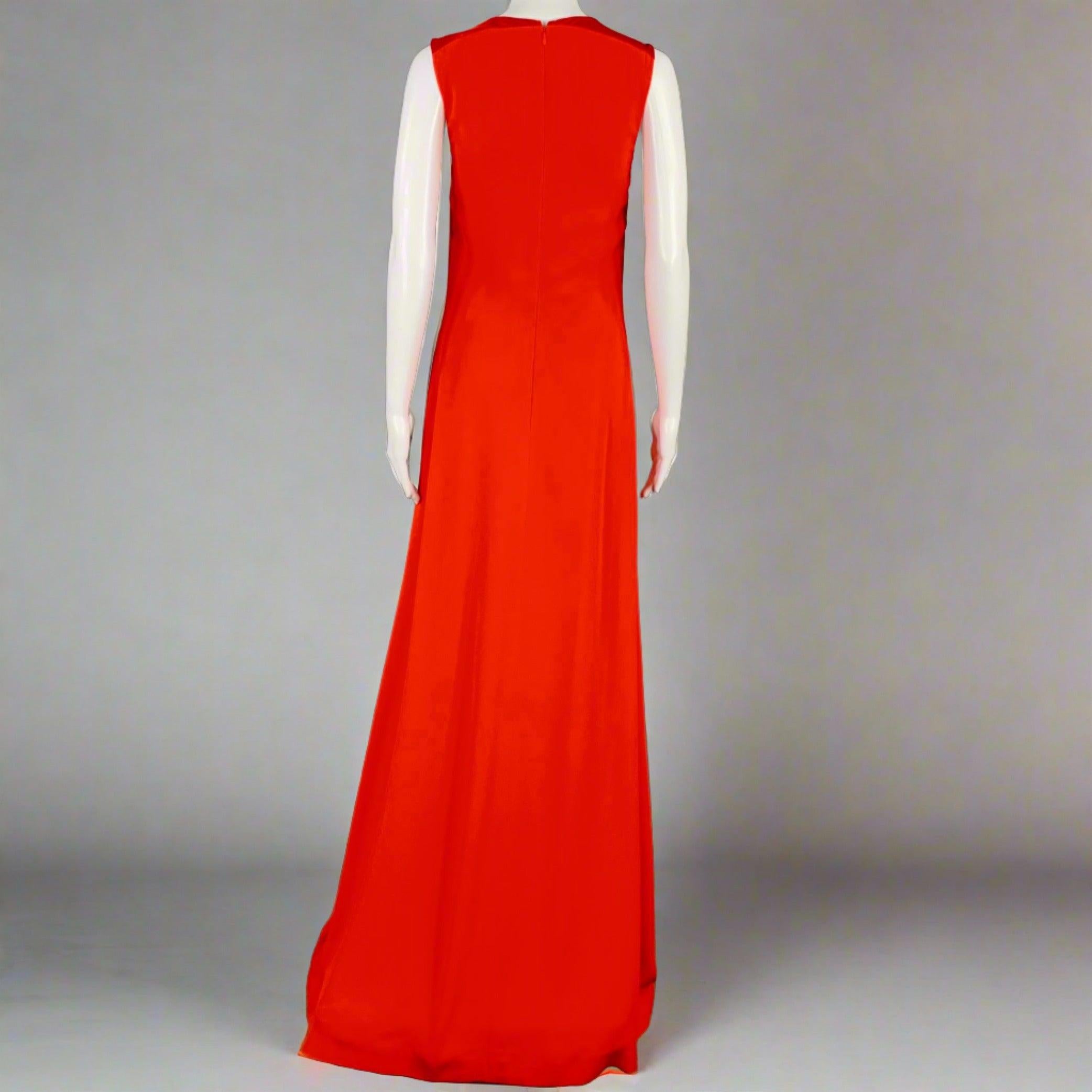GIVENCHY Size 2 Red Purple Viscose Blend Sleeveless Gown Dress In Good Condition For Sale In San Francisco, CA
