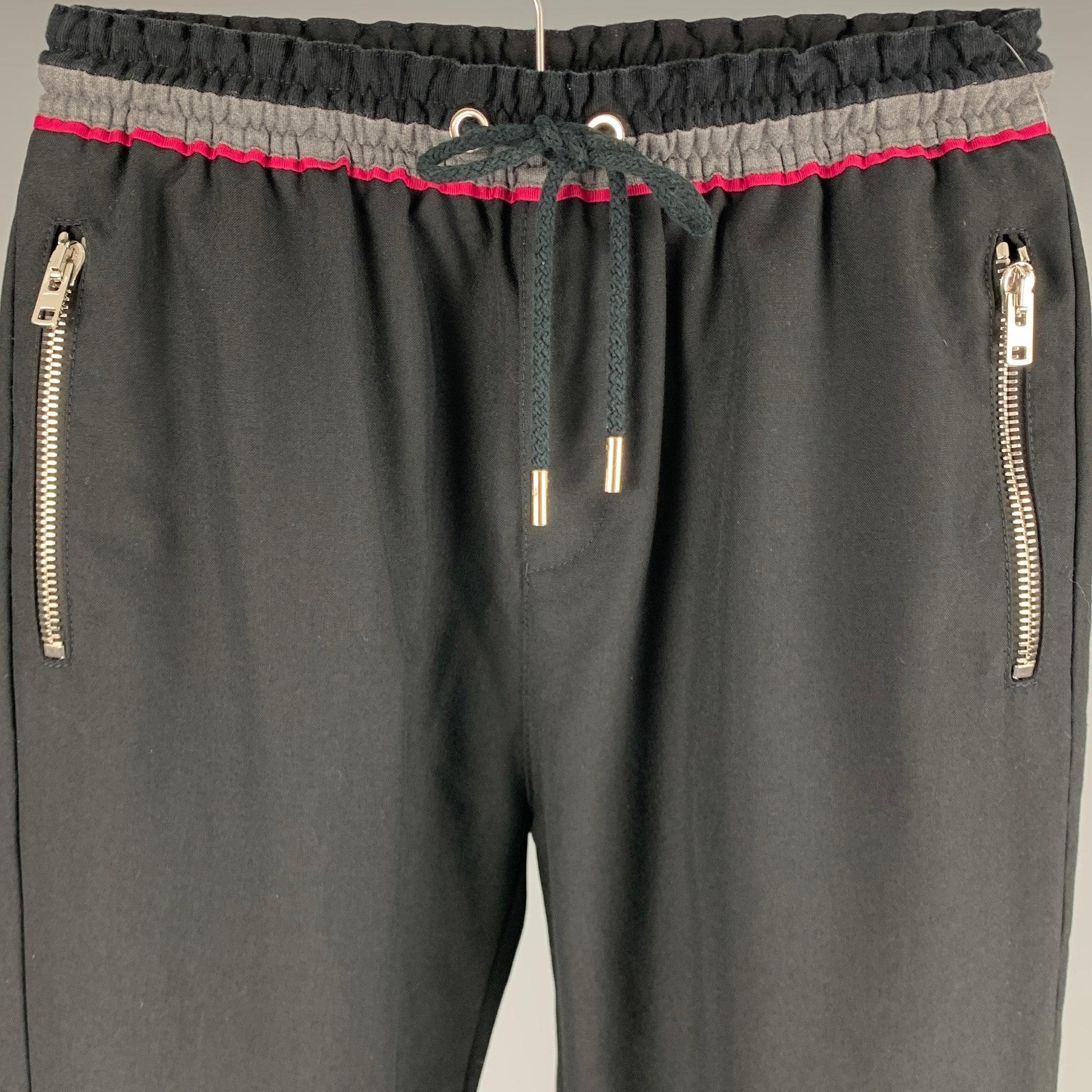 GIVENCHY Size 28 Black Grey Polyester Wool Sweatpants In Good Condition For Sale In San Francisco, CA