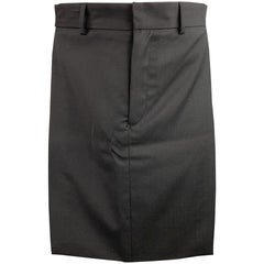 GIVENCHY Size 28 Black Wool Zip Fly Introductory Skirt