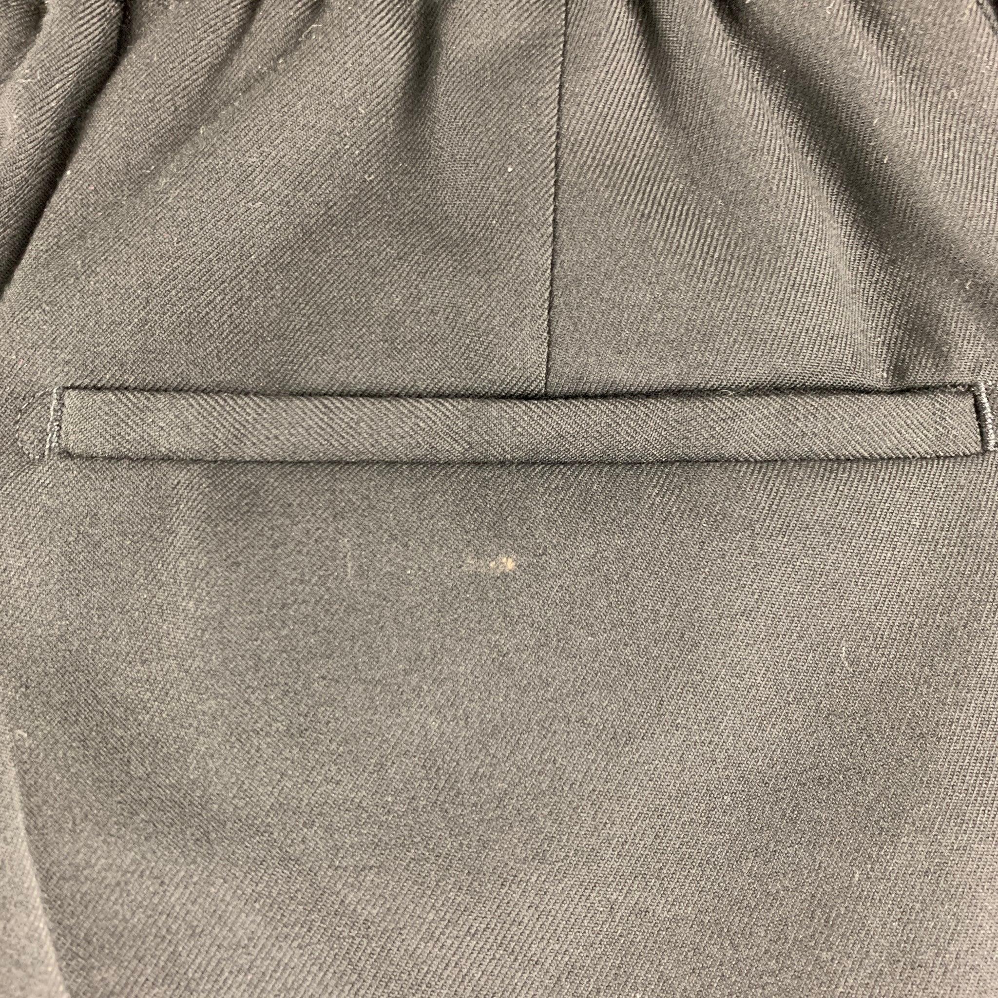 GIVENCHY Taille 30 - Pantalon casual en laine noire à ceinture élastique en vente 1