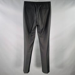 GIVENCHY Pantalón de vestir de lana gris marengo con cremallera y bragueta, talla 30