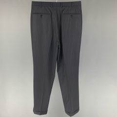 GIVENCHY Size 30 Navy Blue Stripe Pleated Dress Pants