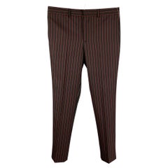 GIVENCHY Size 32 Black & Red Vertical Stripe Wool Zip Fly Dress Pants