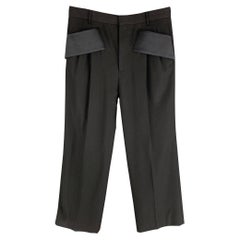 GIVENCHY Size 32 Black Solid Wool Wide Leg Dress Pants