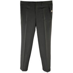 GIVENCHY Size 32 Black Star Wool Blend Flat Front Pants