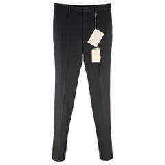 GIVENCHY Size 32 Black Wool Tapered Zip Fly Dress Pants