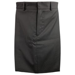 GIVENCHY Size 32 Black Wool Zip Fly Introductory Skirt