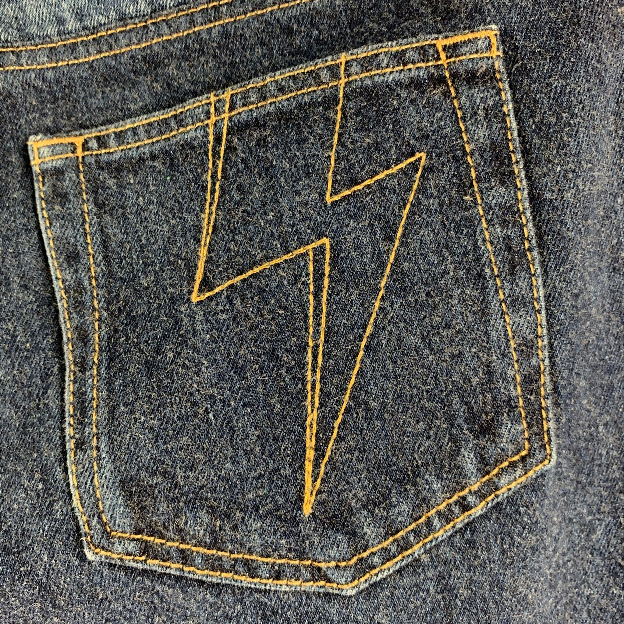 GIVENCHY Size 32 Blue Two Toned Cotton Button Fly Jeans In Excellent Condition For Sale In San Francisco, CA