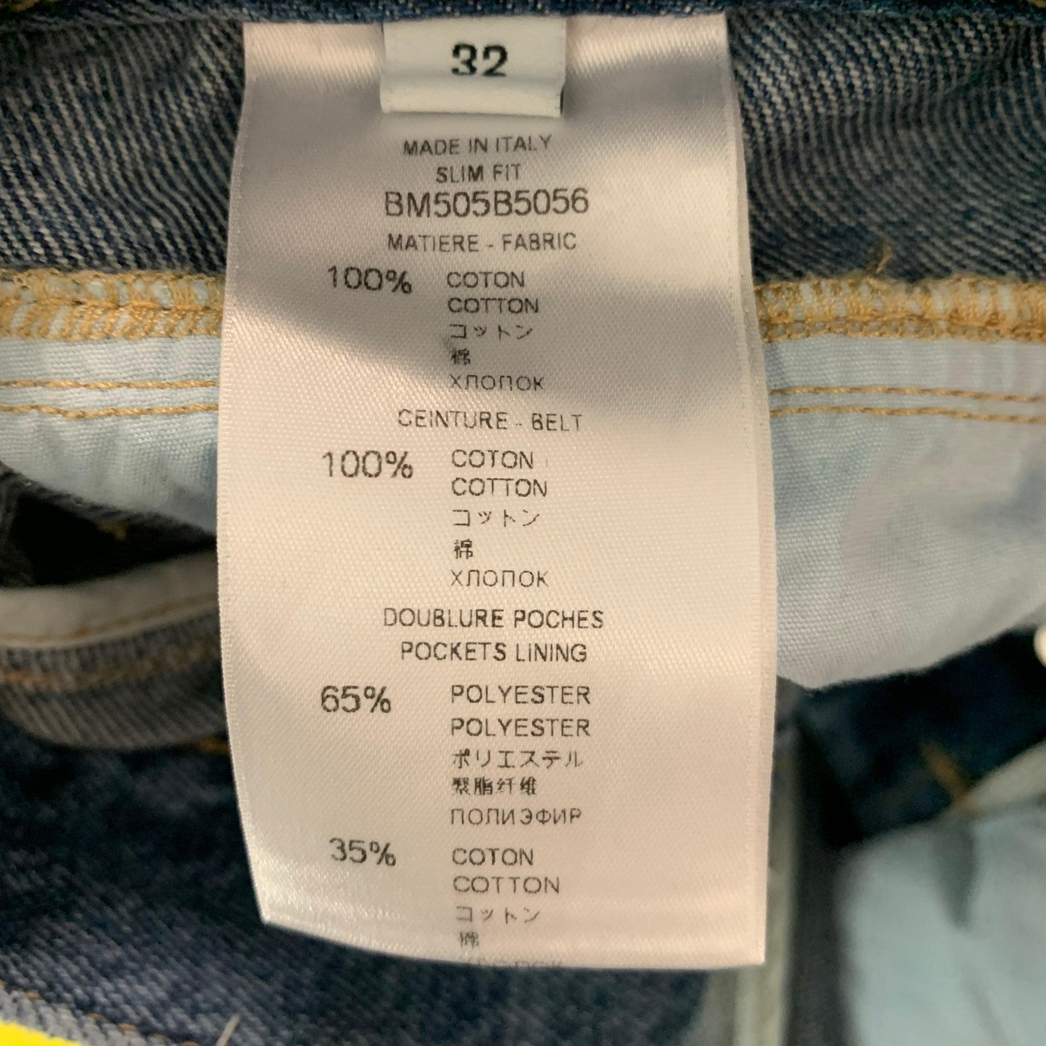 GIVENCHY Size 32 Blue Two Toned Cotton Button Fly Jeans For Sale 2