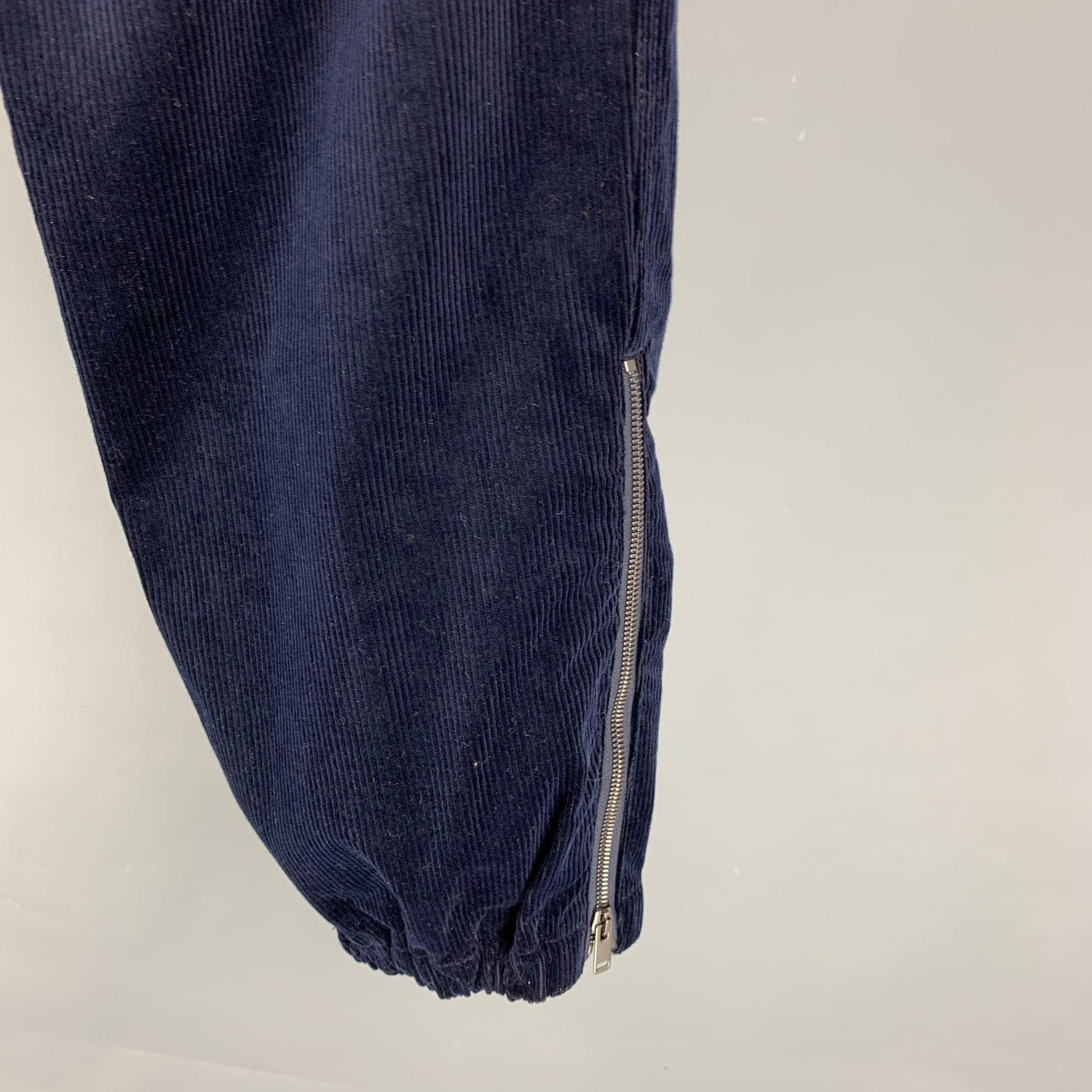 GIVENCHY Size 32 Navy Blue Relaxed Corduroy Combat Trousers In Excellent Condition For Sale In San Francisco, CA