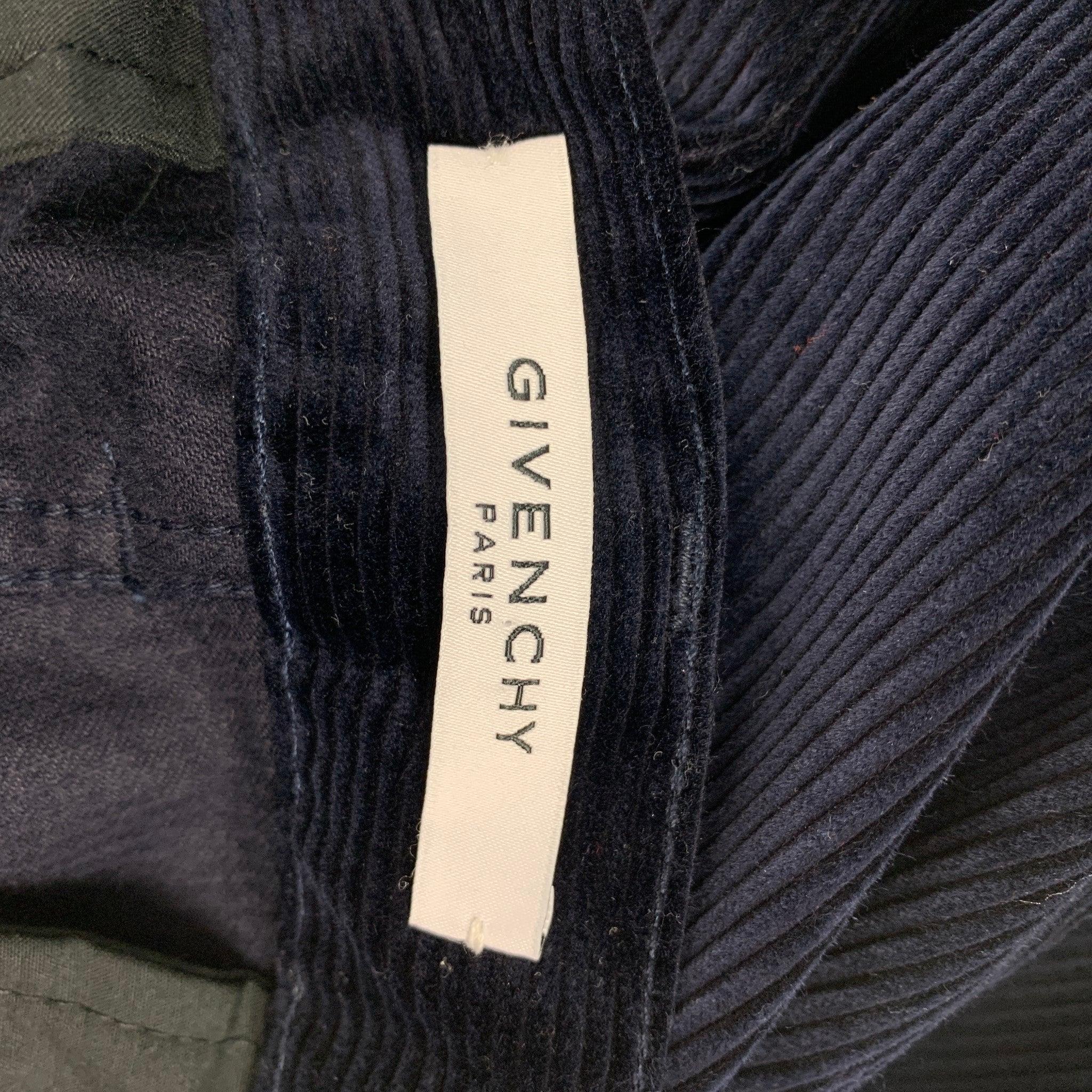 GIVENCHY - Pantalon de combat en velours côtelé bleu marine décontracté, taille 32 en vente 3