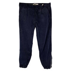 GIVENCHY Size 32 Navy Blue Relaxed Corduroy Combat Trousers