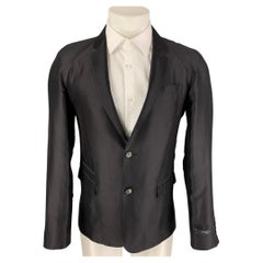GIVENCHY - Manteau de sport en coton et soie noir à revers en pointe, taille 36