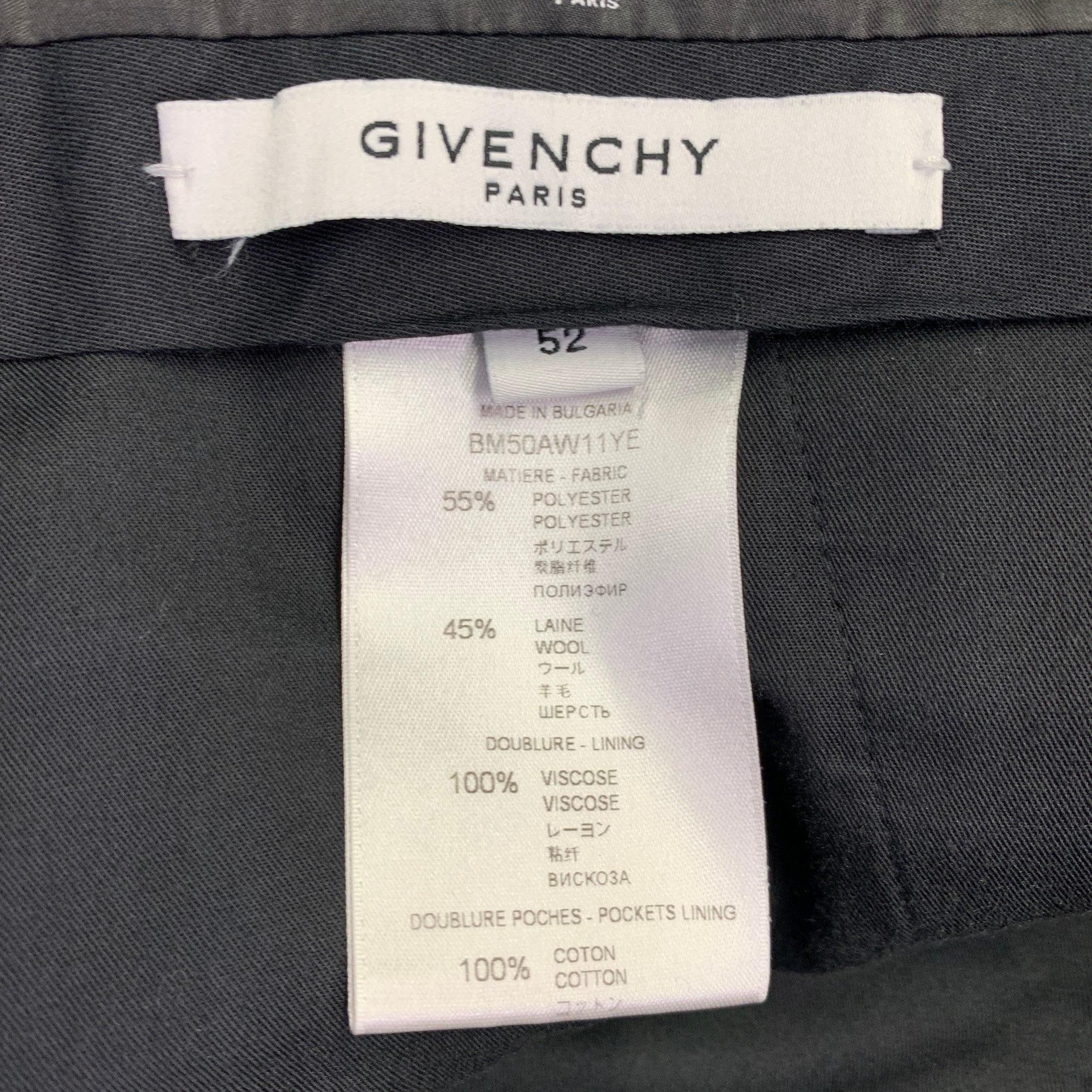 GIVENCHY Size 36 Black White Twill Polyester Wool Flat Front Dress Pants For Sale 1
