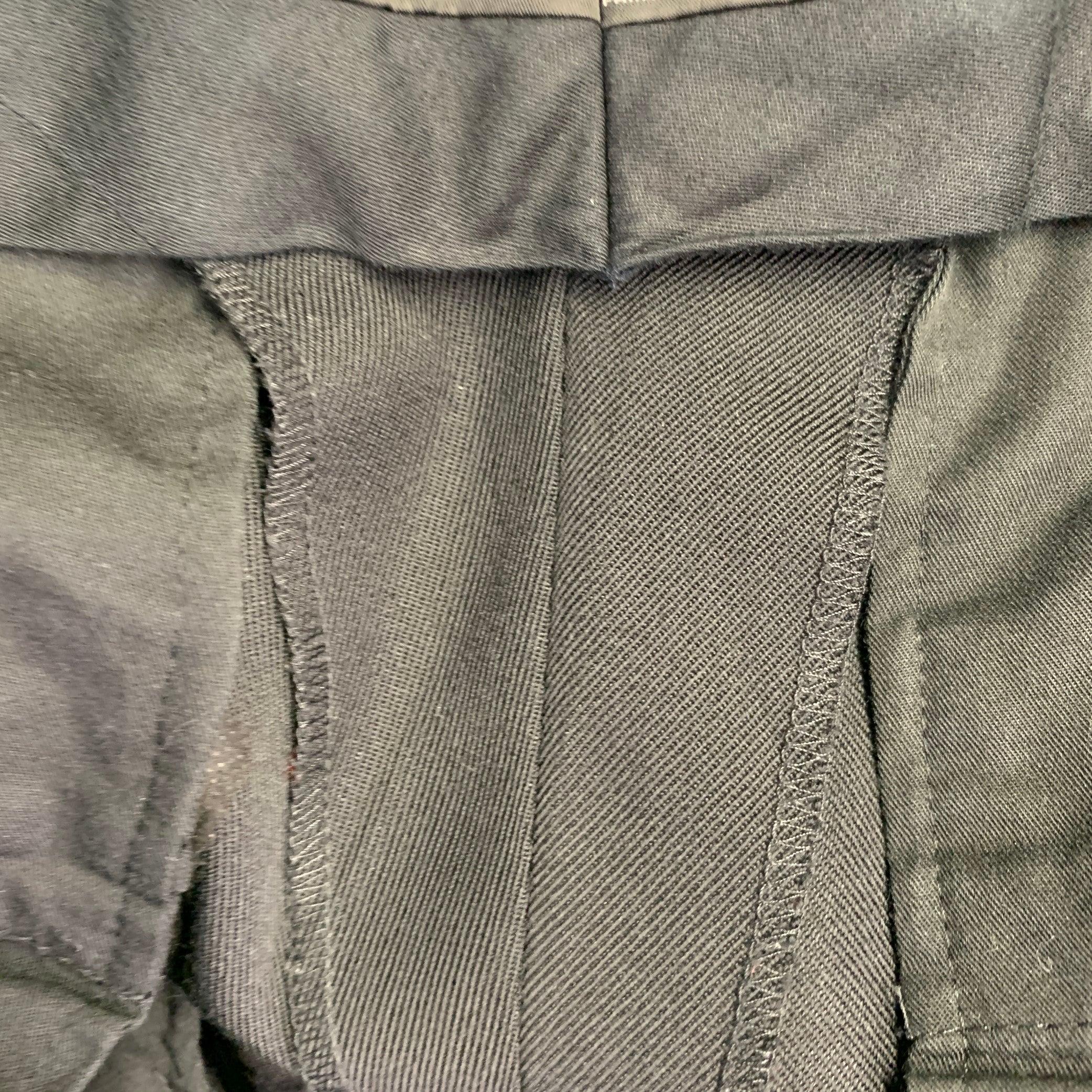 GIVENCHY Size 36 Black White Twill Polyester Wool Flat Front Dress Pants For Sale 3