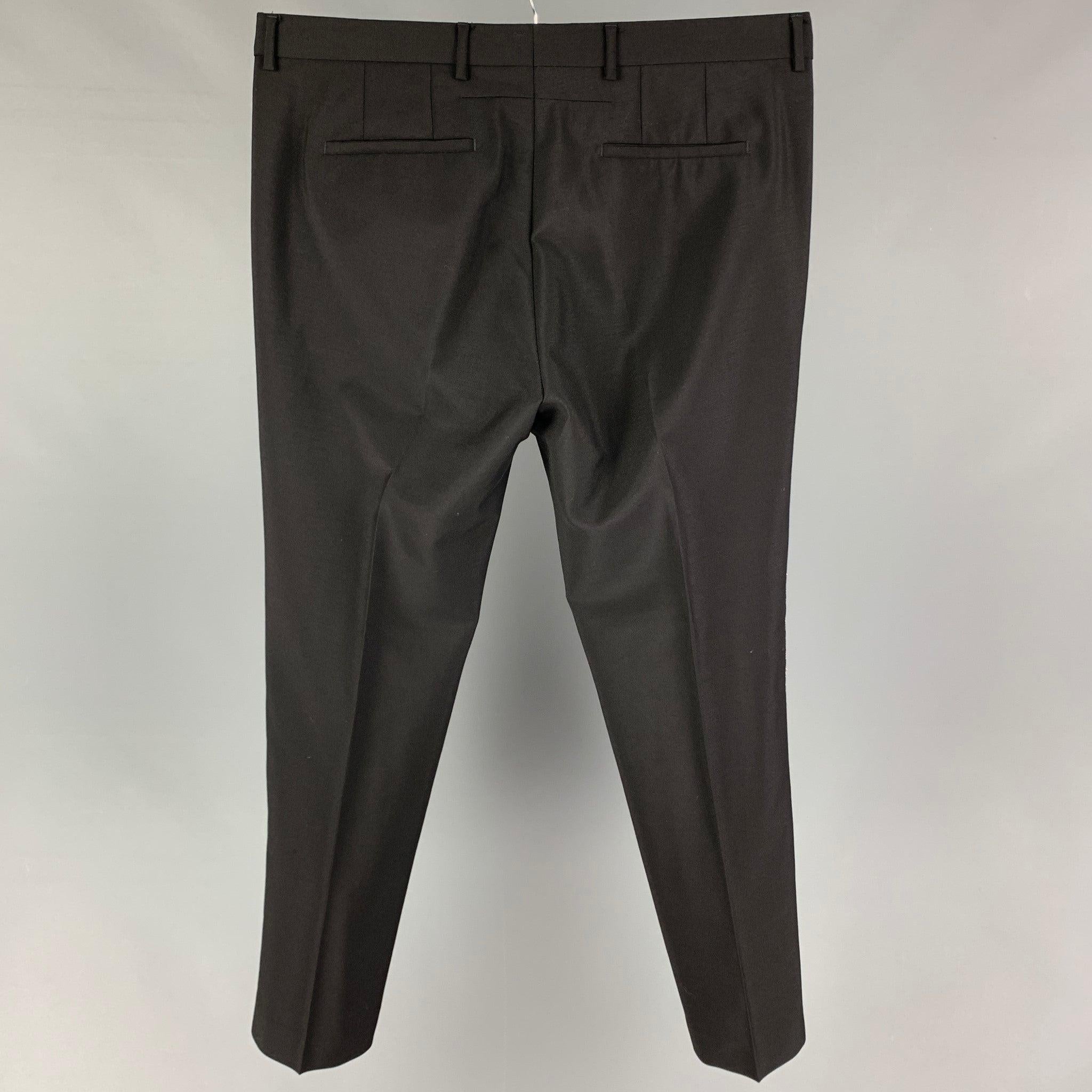 GIVENCHY Size 36 Black Wool Blend Zip Fly Dress Pants In Good Condition For Sale In San Francisco, CA