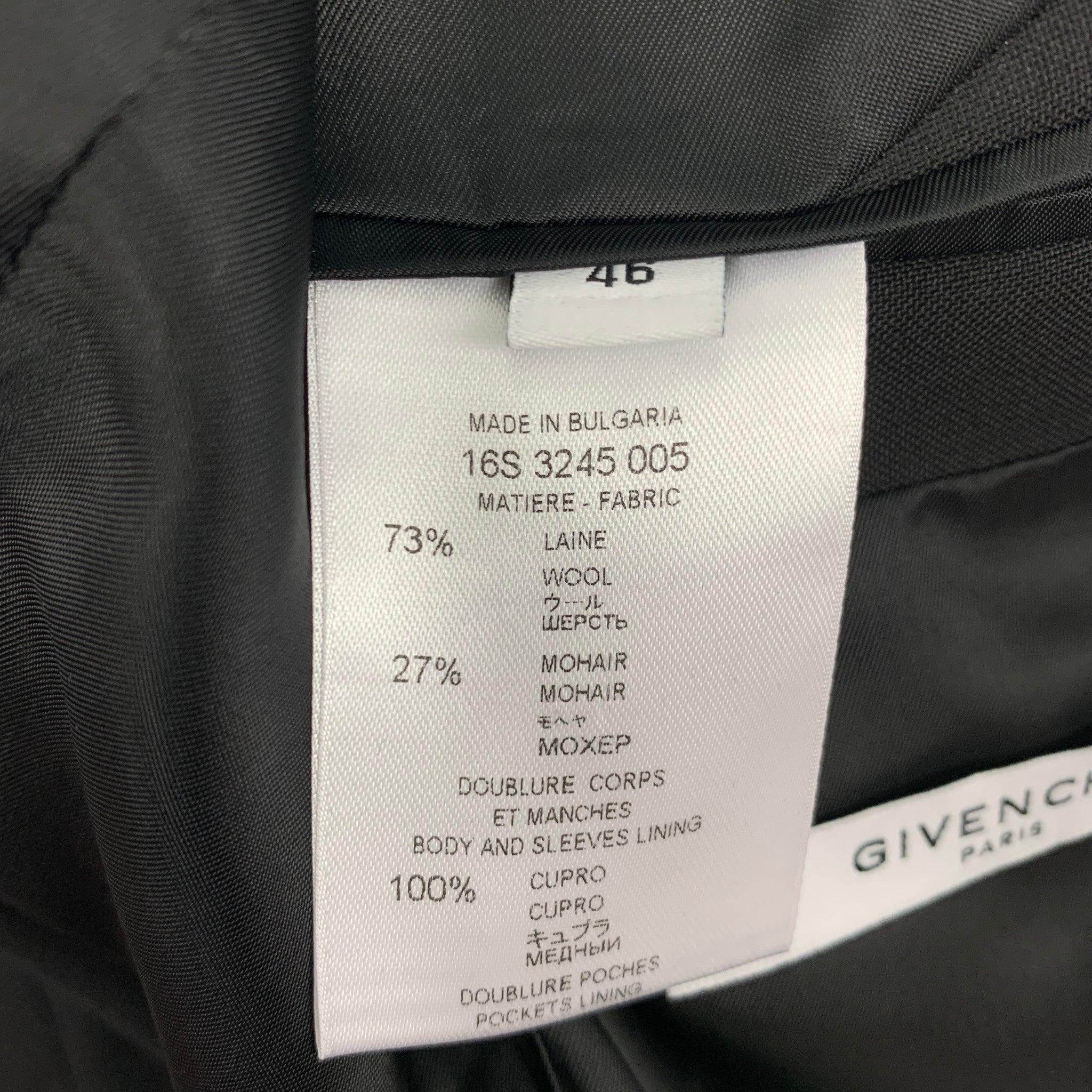 GIVENCHY Size 36 Black Wool Mohair Sport Coat For Sale 1