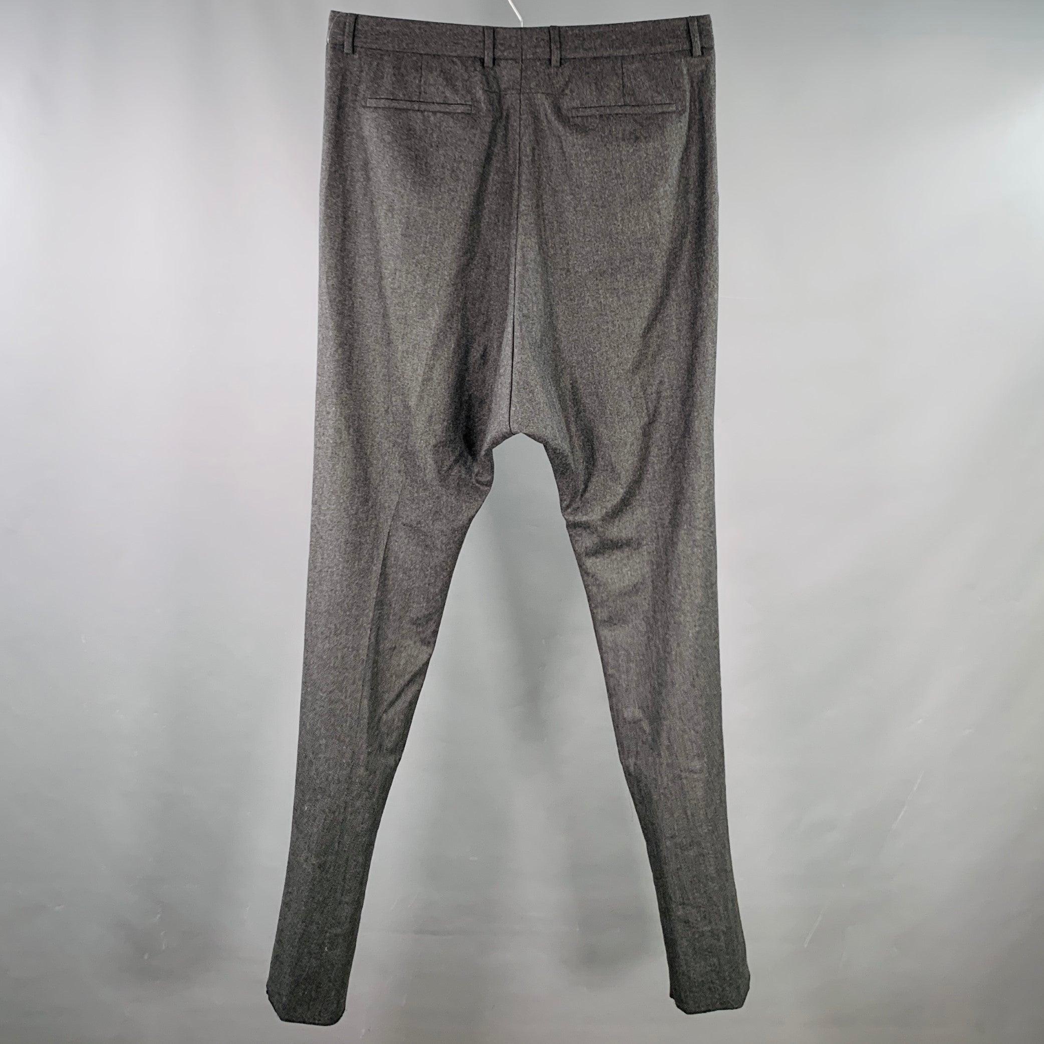 Black GIVENCHY Size 36 Grey Charcoal Wool Pleated Dress Pants For Sale