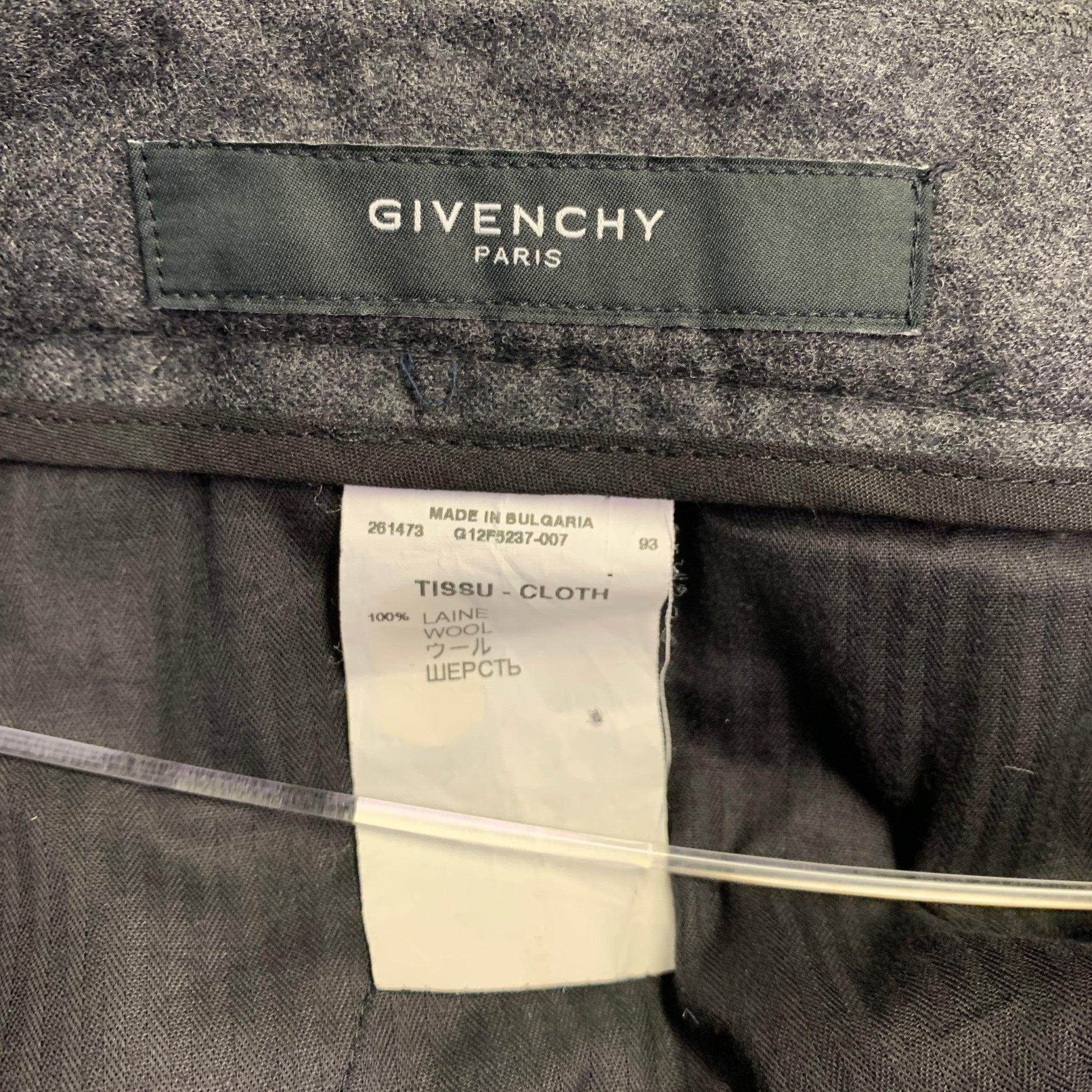 GIVENCHY Size 36 Grey Charcoal Wool Pleated Dress Pants In Excellent Condition For Sale In San Francisco, CA
