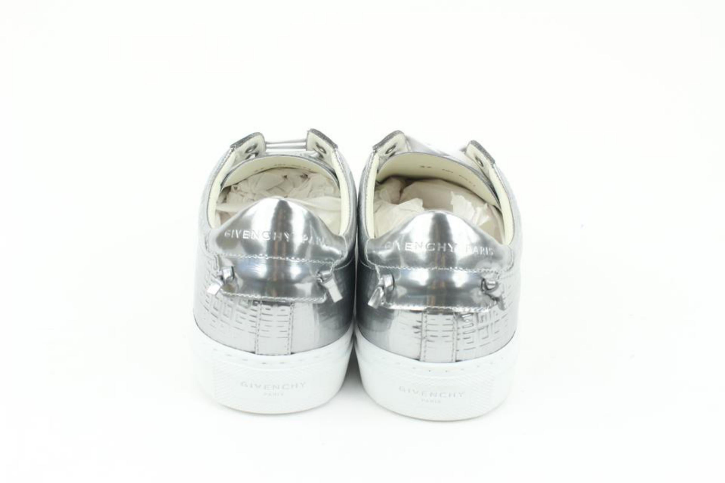 Givenchy Size 37 Women's Logo Silver Urban Street Sneaker 114gi4 For Sale 7