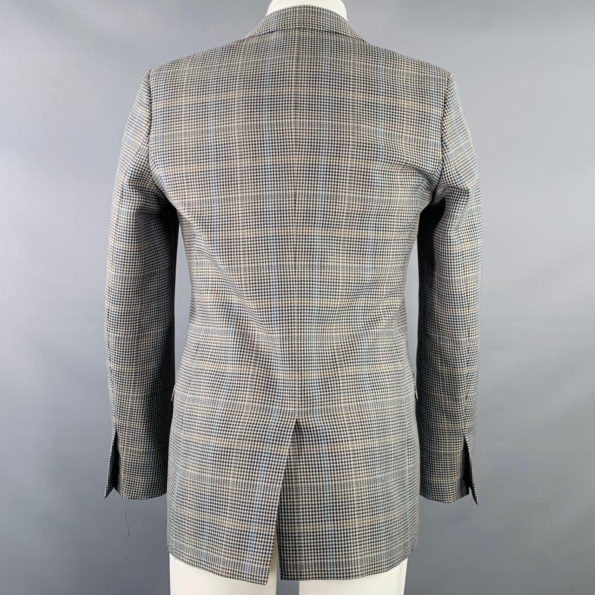 Men's GIVENCHY Size 38 Grey Black Purple Plaid Contrast Trim Wool Blend Sport Coat For Sale