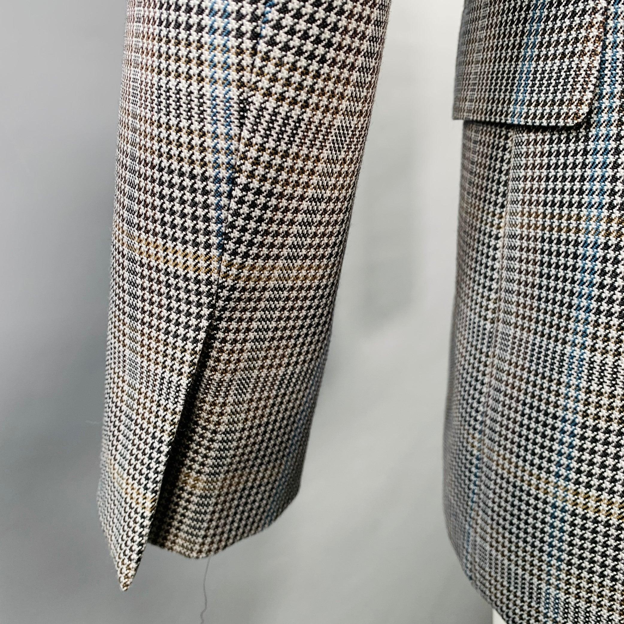 GIVENCHY Size 38 Grey Black Purple Plaid Contrast Trim Wool Blend Sport Coat For Sale 1