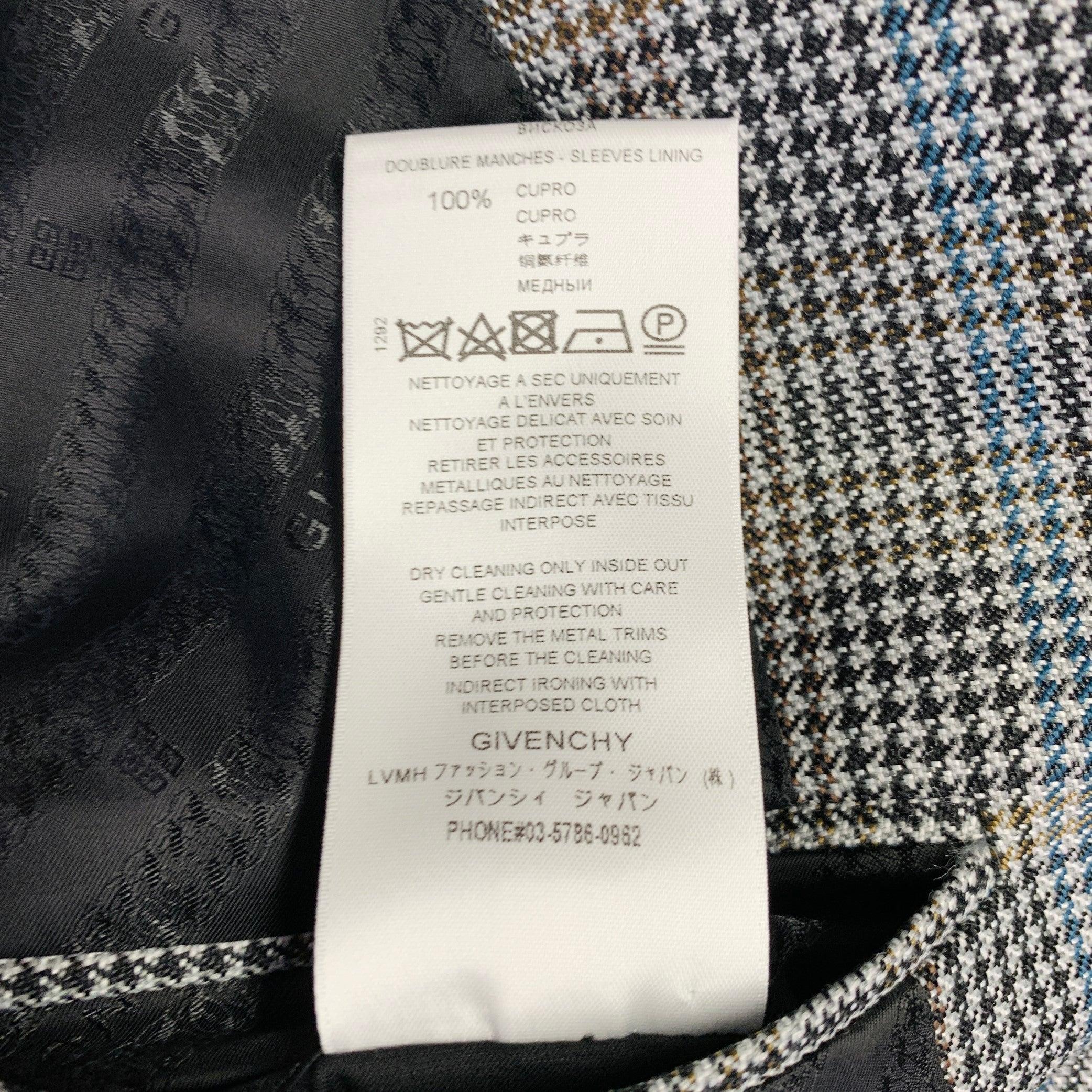 GIVENCHY Size 38 Grey Black Purple Plaid Contrast Trim Wool Blend Sport Coat For Sale 5