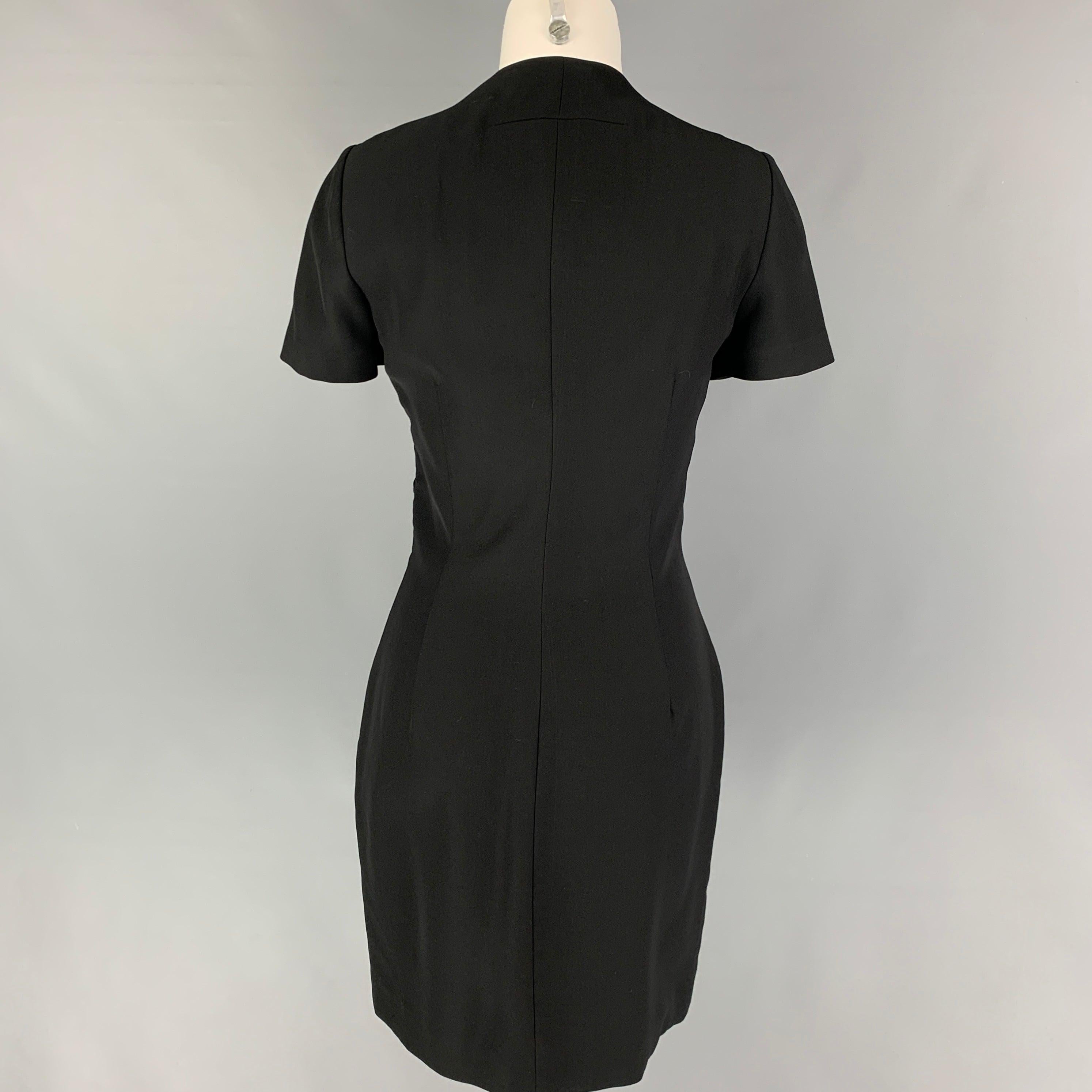 GIVENCHY Size 4 Black Gunmetal Polyester Short Sleeve Dress In Good Condition For Sale In San Francisco, CA