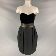 GIVENCHY Size 4 Black Wool / Silk Lamb Leather Mini Dress