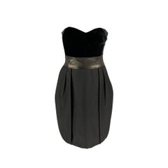GIVENCHY Size 4 Black Wool / Silk Lamb Leather Mini Dress