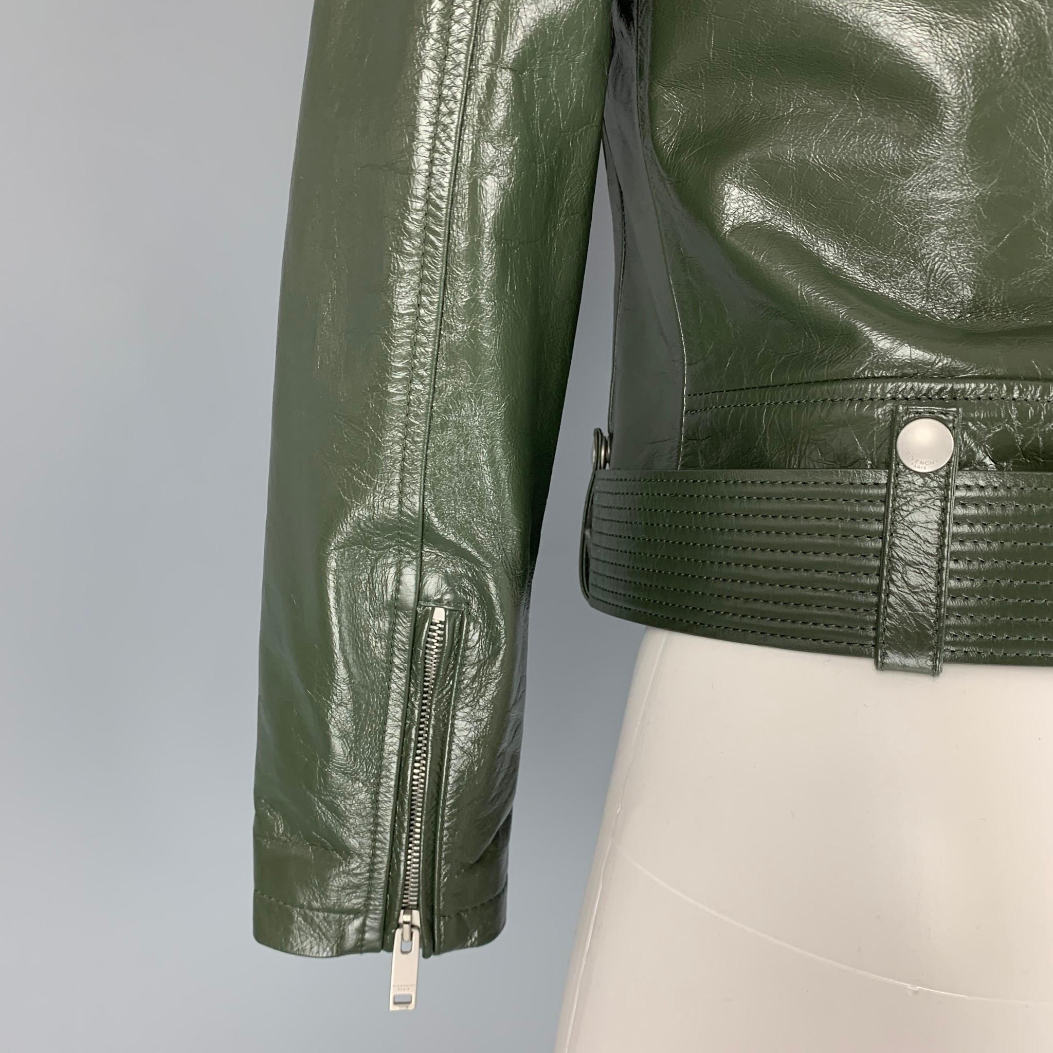 dark green leather jacket