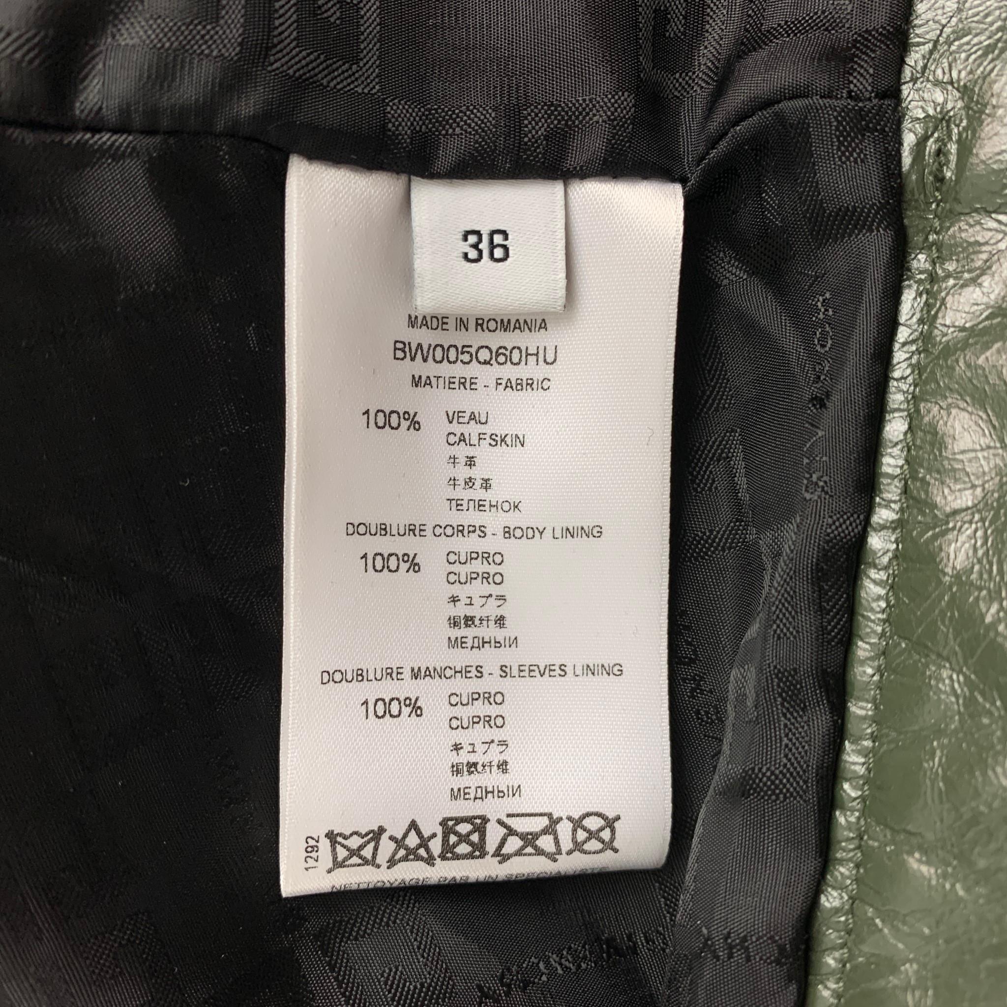 Gray GIVENCHY Size 4 Green Leather Calfskin Biker Jacket