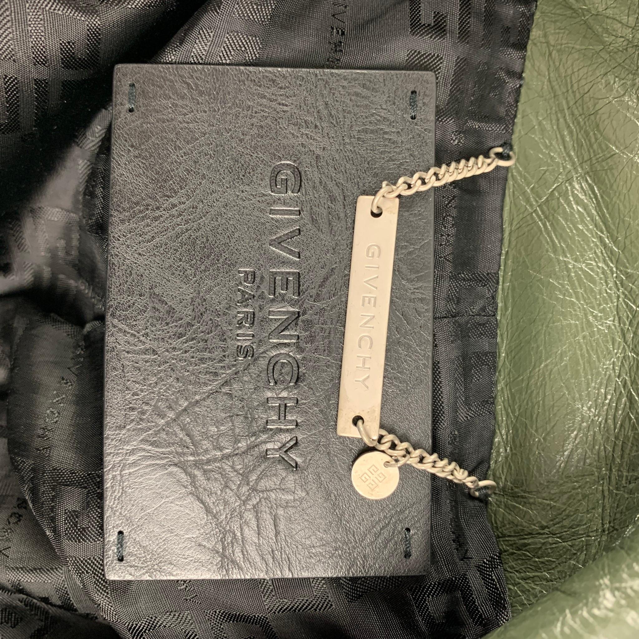 GIVENCHY Size 4 Green Leather Calfskin Biker Jacket In Excellent Condition In San Francisco, CA