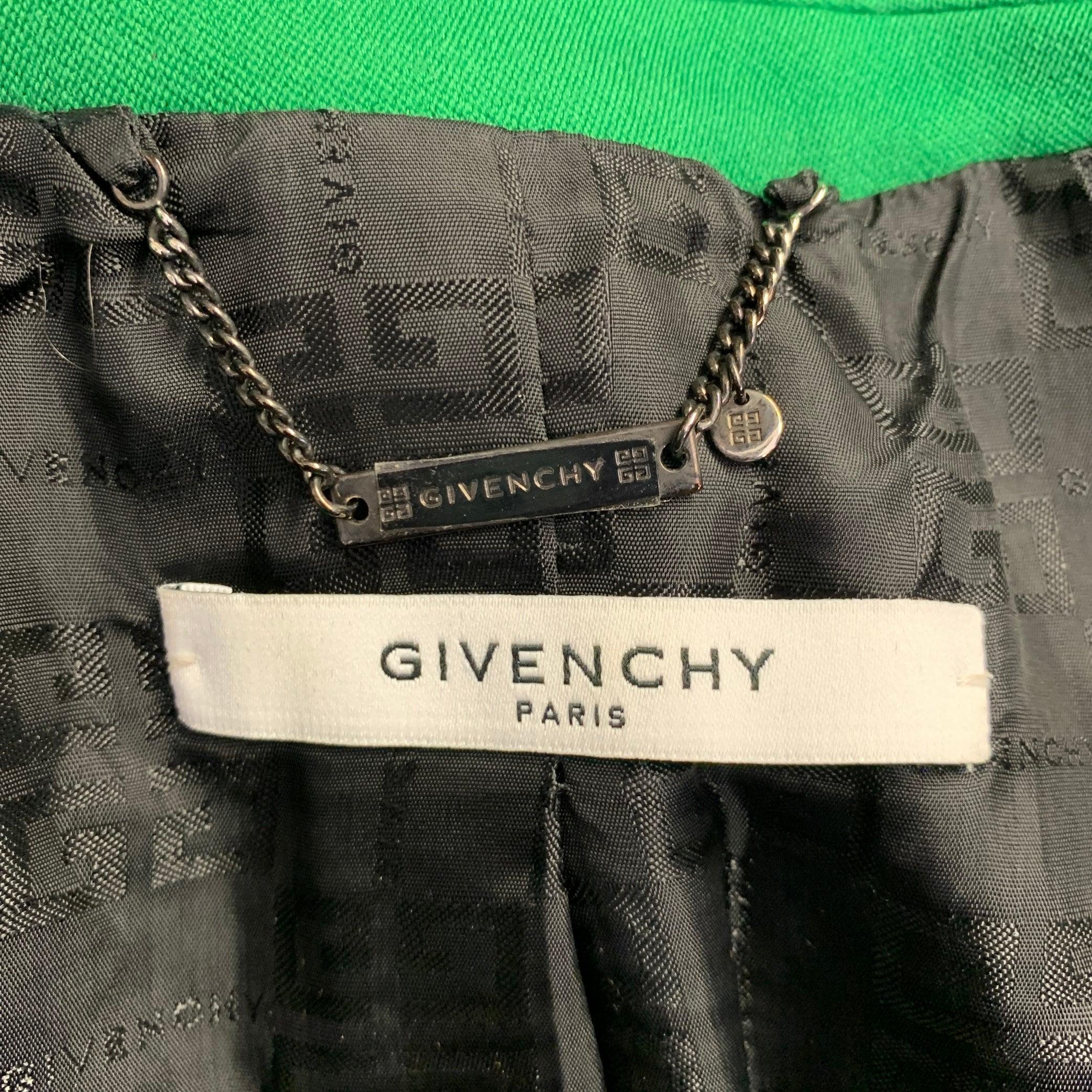 GIVENCHY Veste ceinturée croisée vert polyester laine taille 4 en vente 1