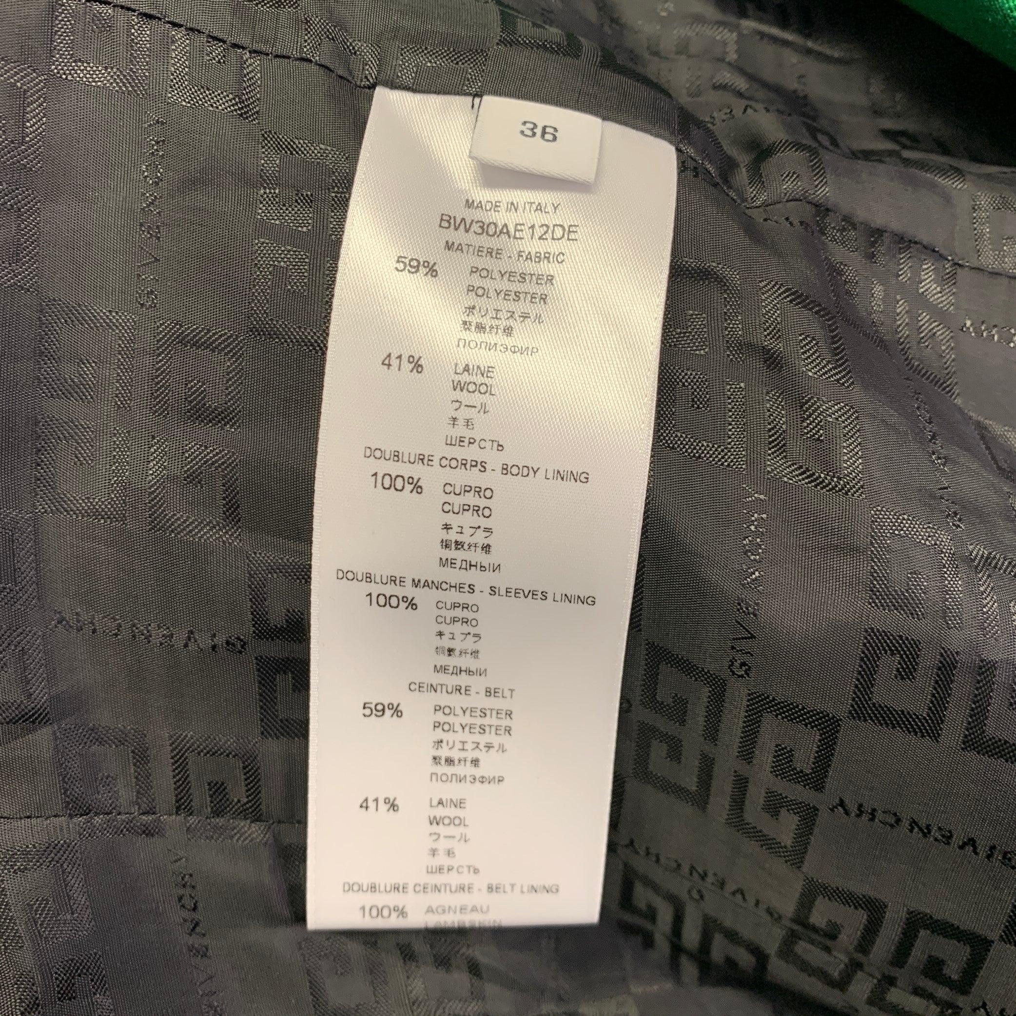 GIVENCHY Veste ceinturée croisée vert polyester laine taille 4 en vente 3