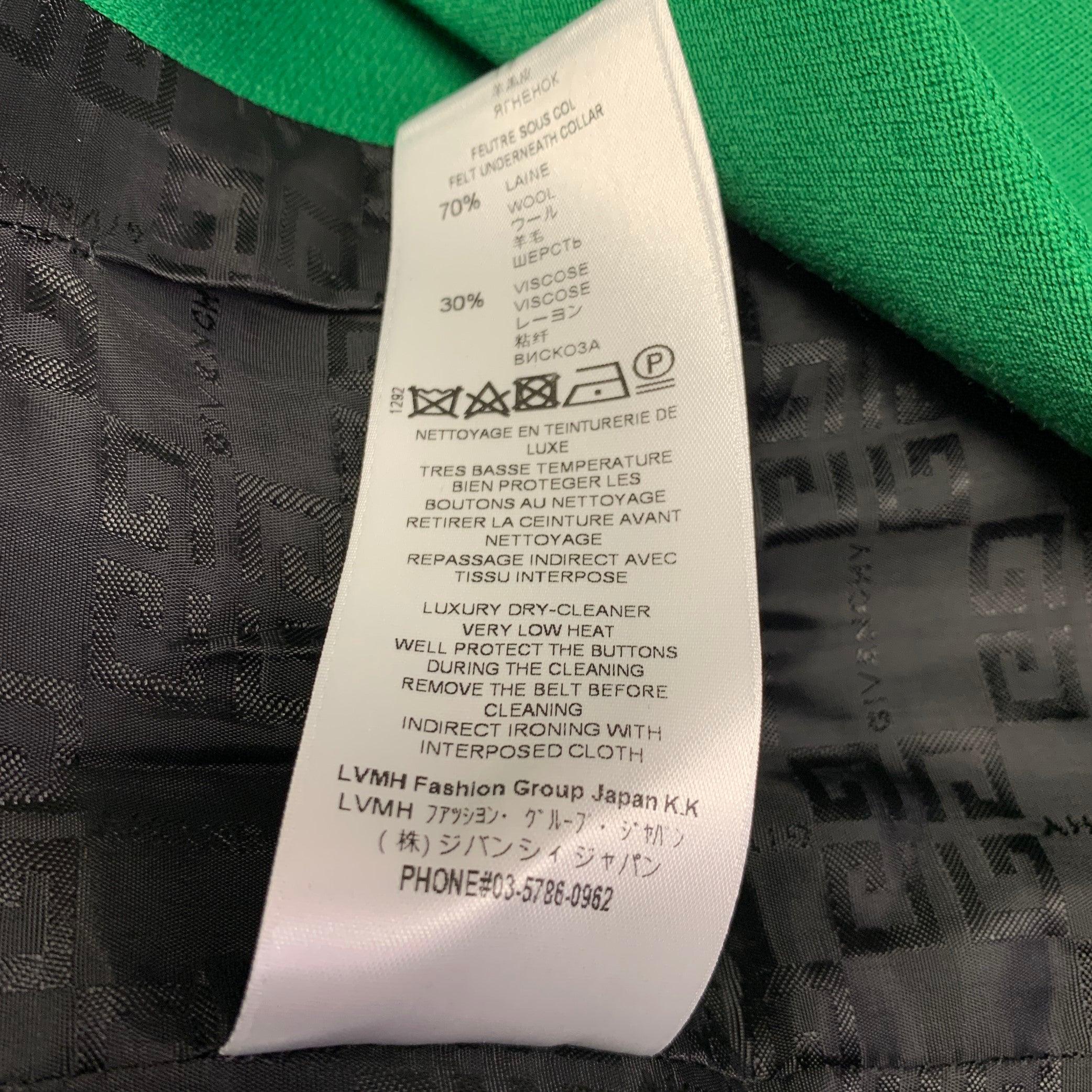 GIVENCHY Veste ceinturée croisée vert polyester laine taille 4 en vente 4