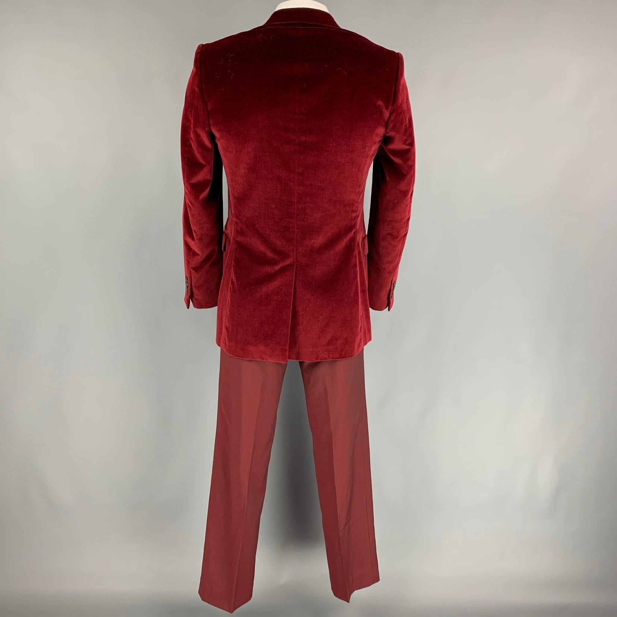 Red GIVENCHY Size 40 Regular Burgundy Velvet Notch Lapel Suit