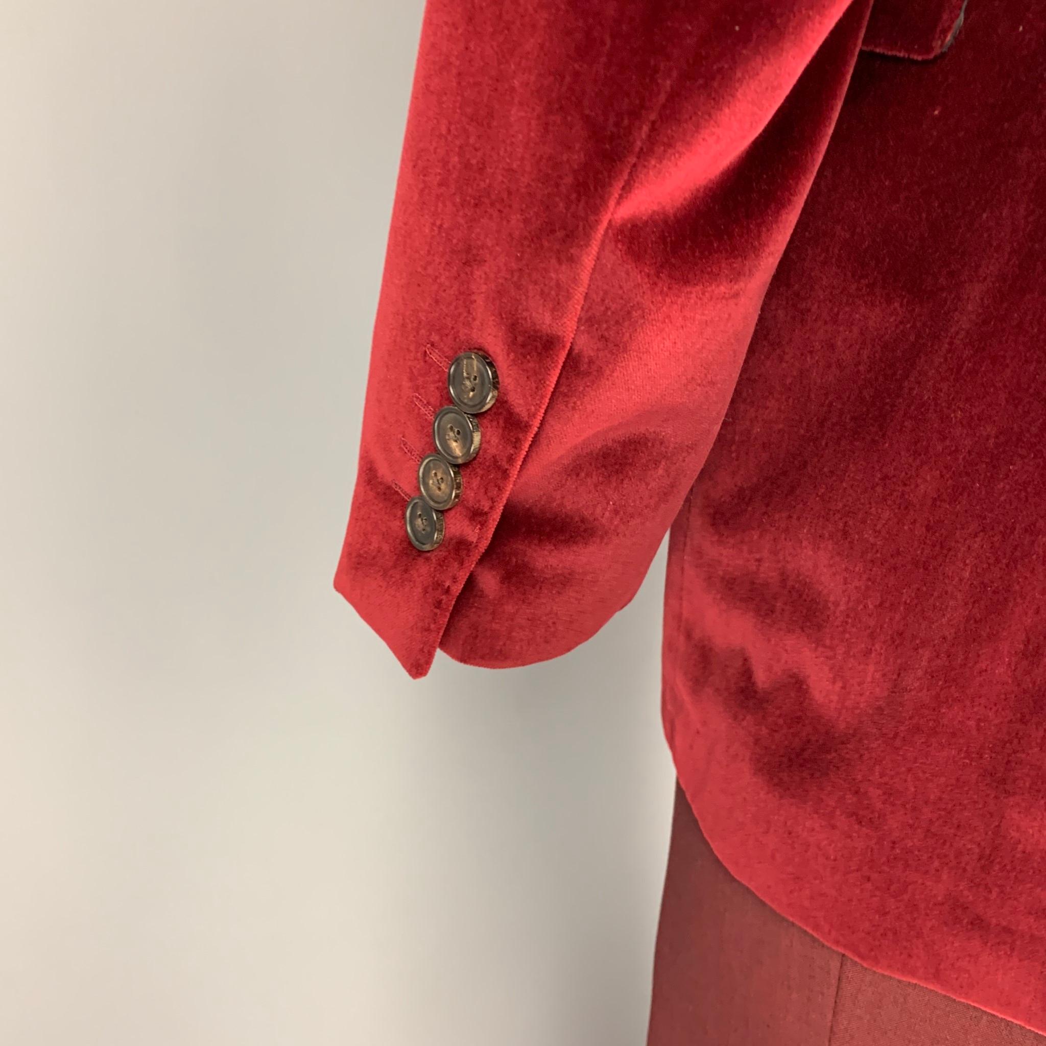 GIVENCHY Size 40 Regular Burgundy Velvet Notch Lapel Suit In Excellent Condition In San Francisco, CA