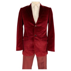 GIVENCHY Size 40 Regular Burgundy Velvet Notch Lapel Suit