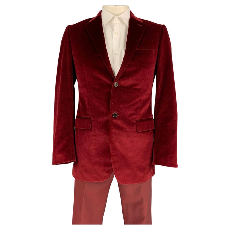 GIVENCHY Size 40 Regular Burgundy Velvet Notch Lapel Suit For Sale at ...
