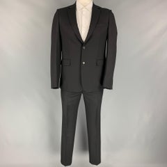 GIVENCHY Size 42 Black Wool Notch Lapel Suit