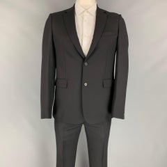 GIVENCHY Size 42 Black Wool Notch Lapel Suit