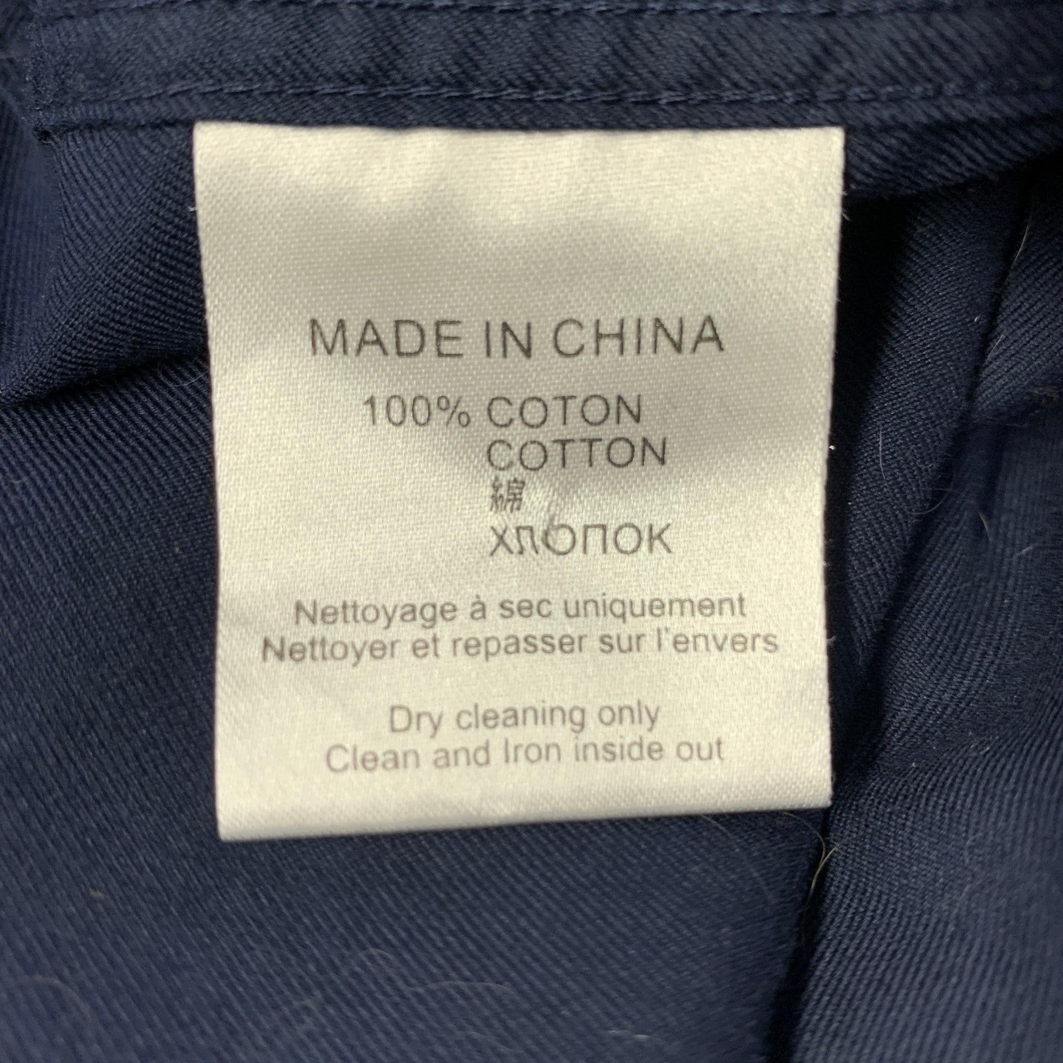Men's GIVENCHY Size 42 Navy White Contrast Trim Cotton Long Sleeve Shirt For Sale