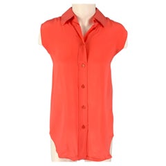 GIVENCHY Size 6 Coral Silk Sleeveless Casual Top