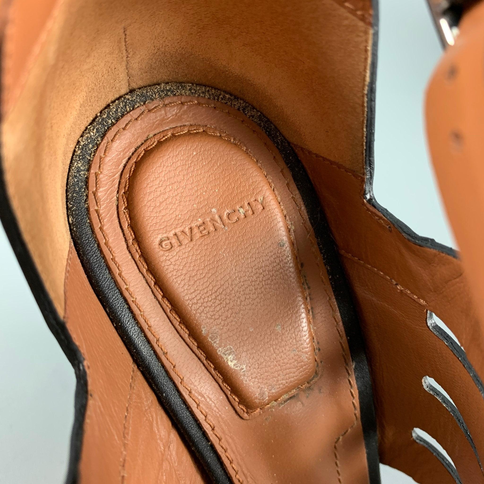 Sandales compensées GIVENCHY en métal noir, taille 6,5 en vente 2