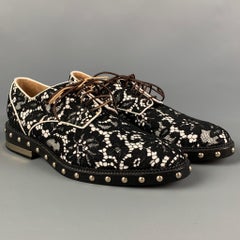 GIVENCHY Size 6.5 Black White Floral Lace Leather Shoes