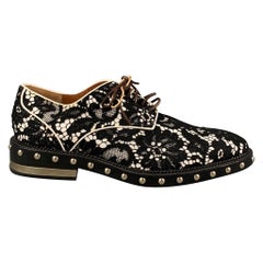 GIVENCHY Size 6.5 Black White Floral Lace Leather Shoes