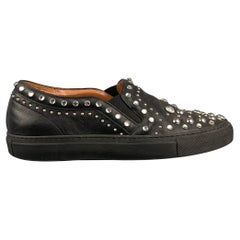 GIVENCHY Size 7 Black Leather Studded Slip On Sneakers