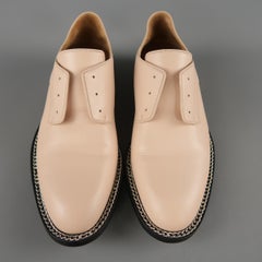 GIVENCHY Size 7 Pink Leather Silver Chain Slip On Derby Shoes