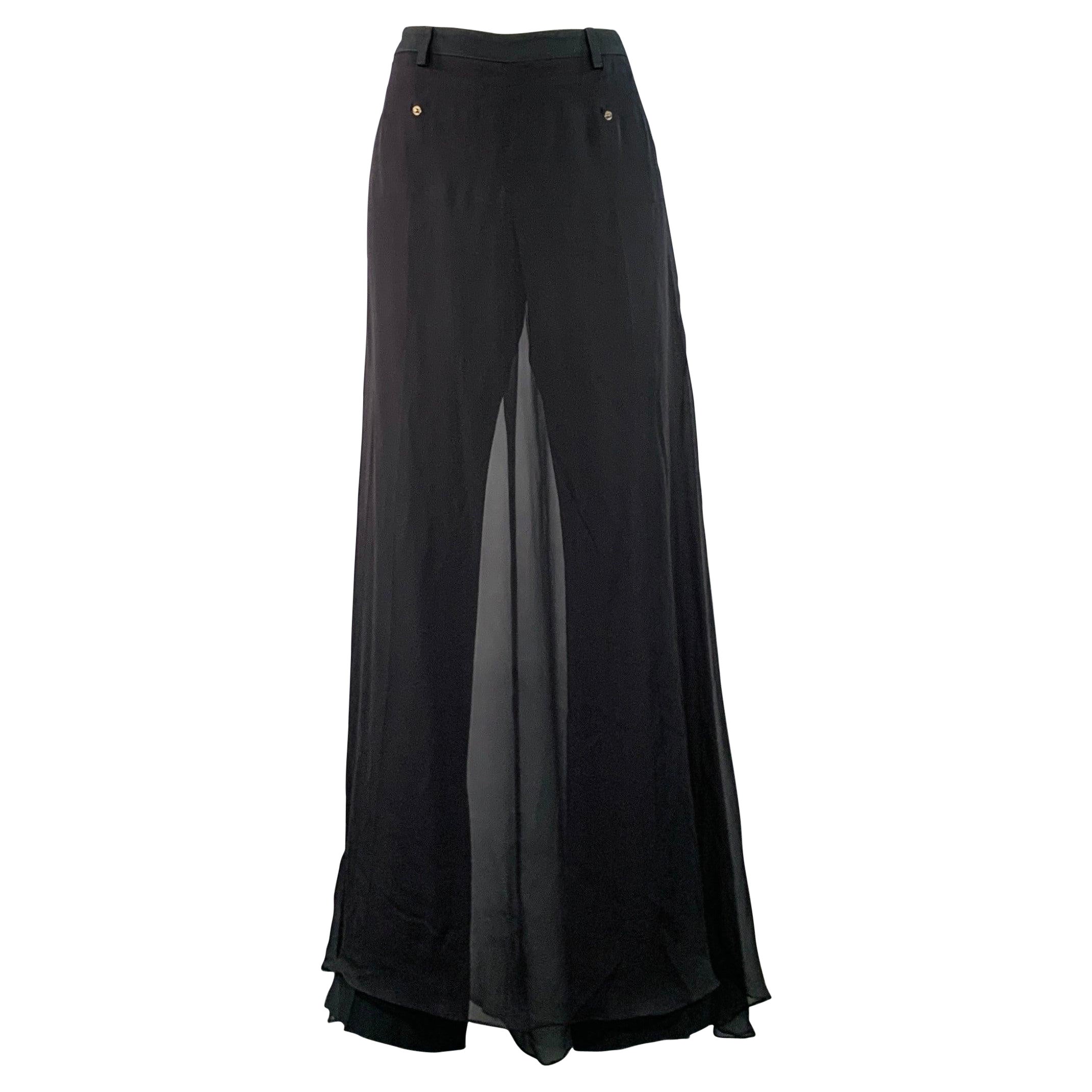 GIVENCHY Taglia 8 Pantaloni a doppio strato in seta misto acetato nero in vendita